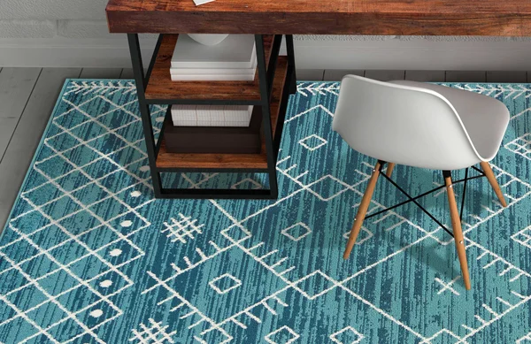 94x22 x 130x22 Ocean Blue Polypropelene Rug