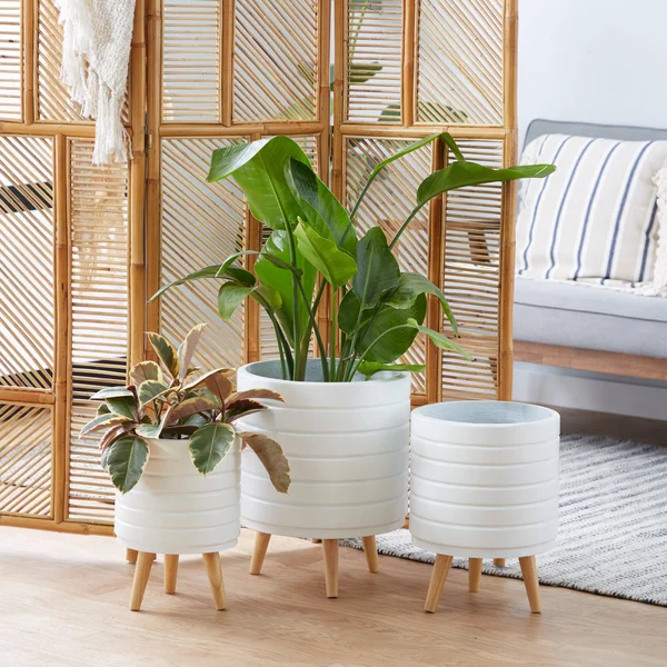 CosmoLiving by Cosmopolitan 14 in. x 10 in. White MgO Planter (Set of 3)