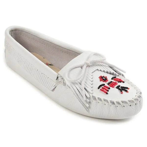 Minnetonka Thunderbird Softsole Moccasin - White