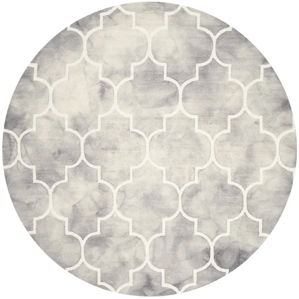 Safavieh 5& x 5& Round Dip Dye DDY535C Grey, Ivory Rug