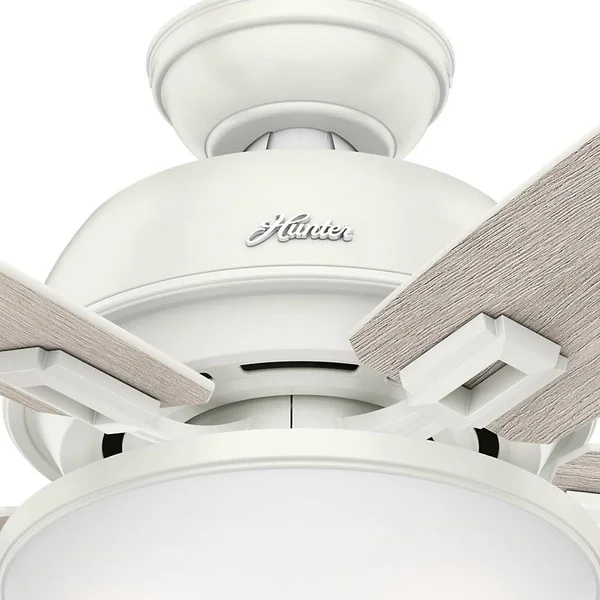 Hunter 53334 52x22 Donegan Ceiling Fan with Light, Fresh White