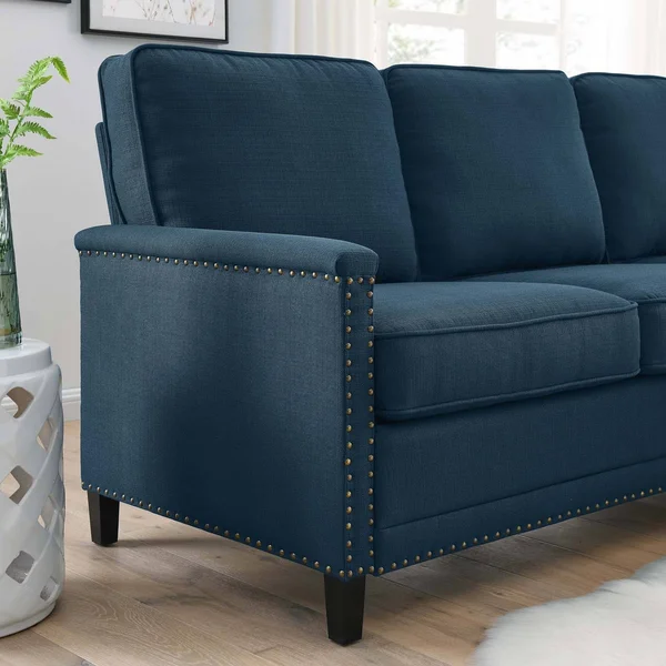 Ashton Upholstered Fabric Sectional Sofa Light Gray Modway