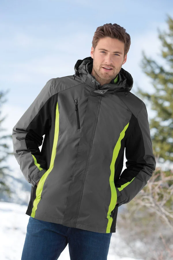 Port Authority J321 Colorblock 3-in-1 Jacket - Black/ Black/ Magnet Grey - 3XL