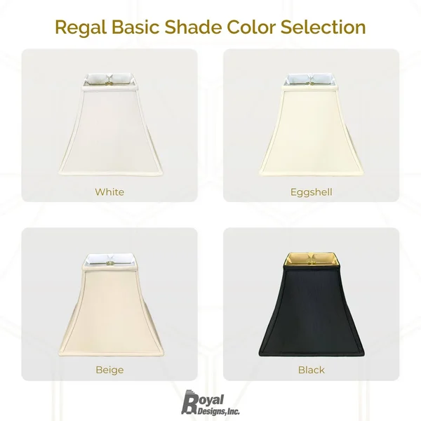 Royal Designs Square Bell Lamp Shade, Black, 7x14x11.5 - Set of 2