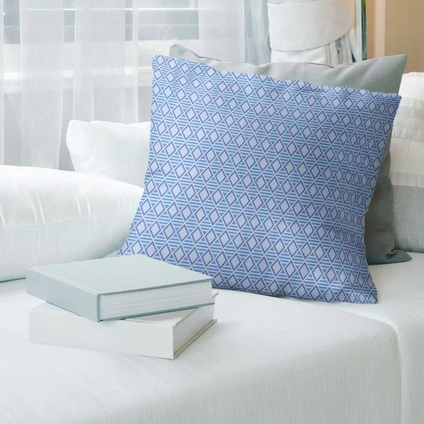 Porch & den Haide Geometric Diamonds Throw Pillow - 26 x 26 - Blue & Purple - Linen