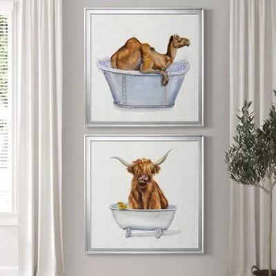 Bathing Beauty III - 2 Piece Picture Frame Graphic Art Print Set Union Rustic Format: Silver Framed Canvas, Matte Color: No Matt