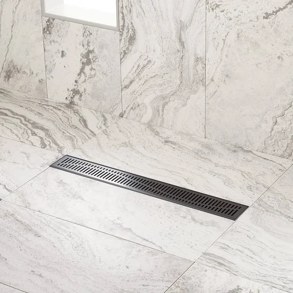 Signature Hardware 931289-32-F Rowland 32x22 Linear Shower Drain with Flange Polished Brass Shower Accessories Shower Drains Lin