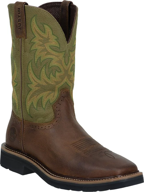 Justin Men's Cowhide Stampede Work Boots - Brown