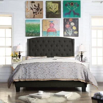 Hodnett Tufted Upholstered Standard Bed Lark Manor Color: Charcoal Gray, Size: Queen