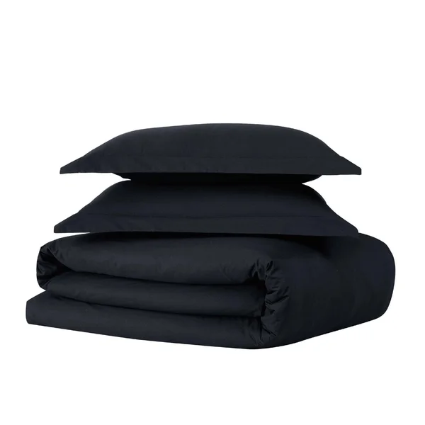Brooklyn Loom Classic Cotton Duvet Cover Set Black Twin