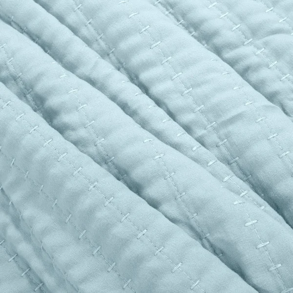 Sweet Home Collection Kate Stripe Pick-Stitch Vintage Washed Quilt and Pillow Sham Set - Turquoise - Queen