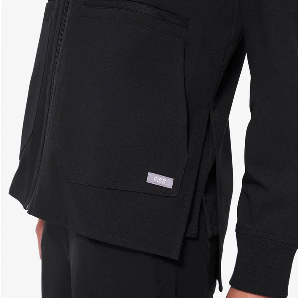 Figs Bellery Scrub Jacket for Women — Black - XXS, XX-Small, XX-Small