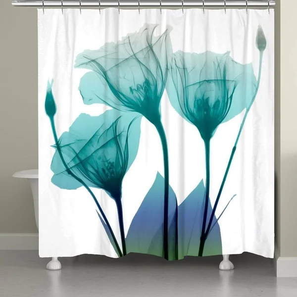 Laural Home Ombre Blue Floral Shower Curtain - 71x22 x 74x22