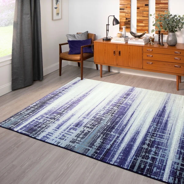 Mohawk Home Kaven Navy 6 ft. x 9 ft. Abstract Area Rug - Blue