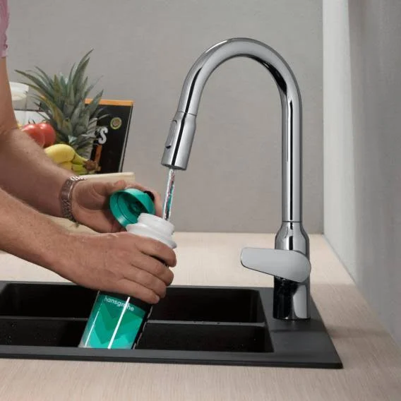 Hansgrohe M42 Single Lever Kitchen Faucet 220, with Pull-Out Spray and sBox Chrome 71820000