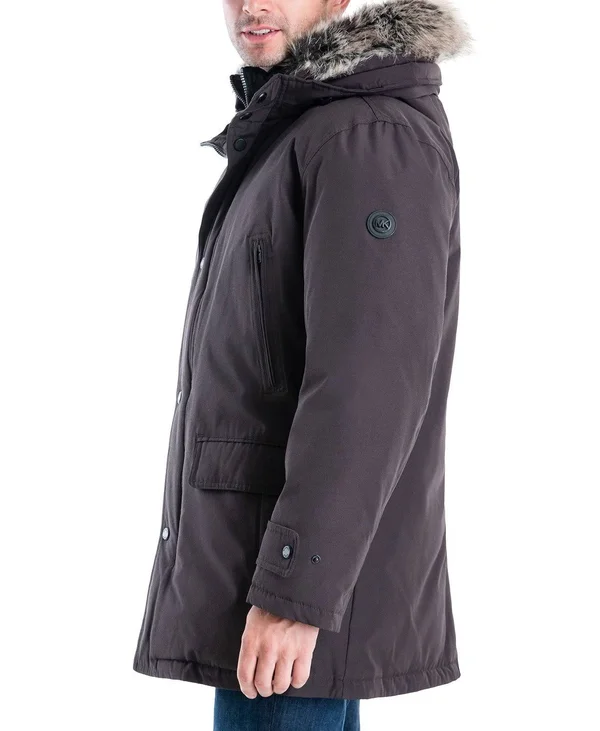 Michael Kors Men's Hooded Bib Snorkel Parka Coat Small Eggplant