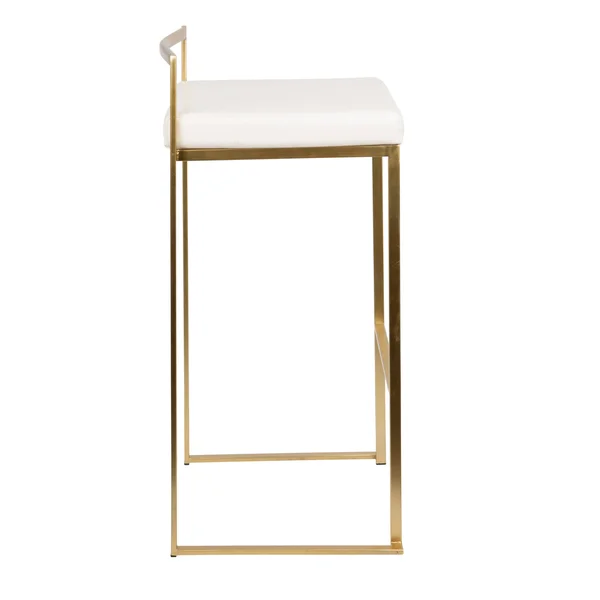 LumiSource Fuji Barstool - Set of 2 - Gold - White