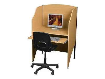 Essentials by MooreCo Deluxe Add-A-Carrel - Carrel desk - rectangular - teak