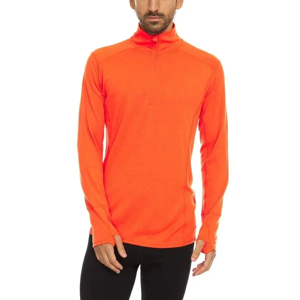 Minus33 Merino Wool Clothing Isolation Men's Midweight Wool 1/4 Zip Blaze Orange, M