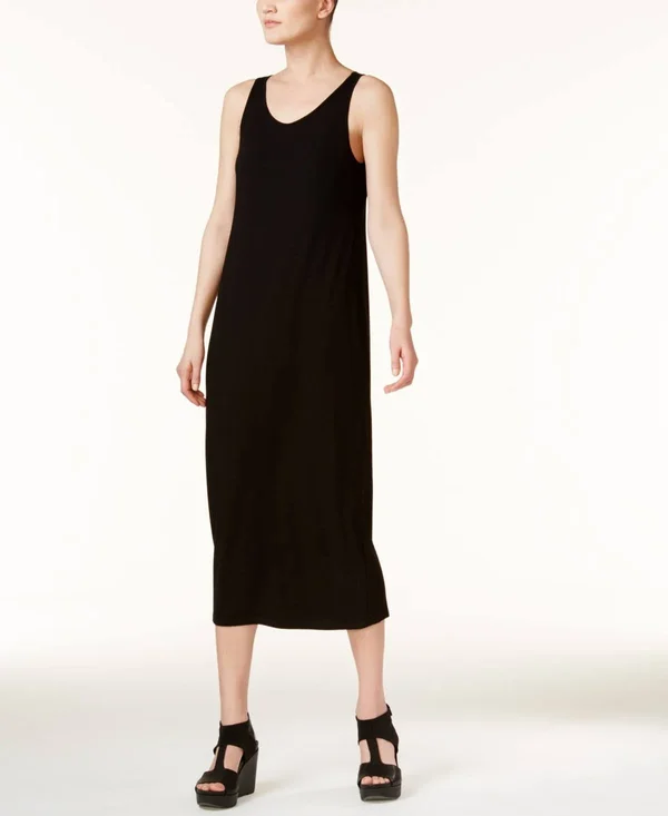Eileen Fisher System Stretch Jersey Scoop-Neck Midi Dress - Regular & Petite - Black