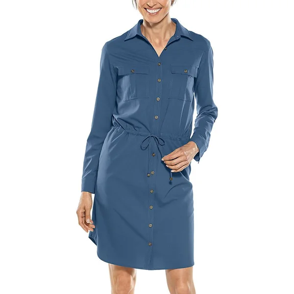 Women's Napa Travel Shirt Dress, SPF 50+ Dresses for Women, Blue