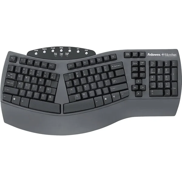 Fellowes Microban Split Design Keyboard - Black