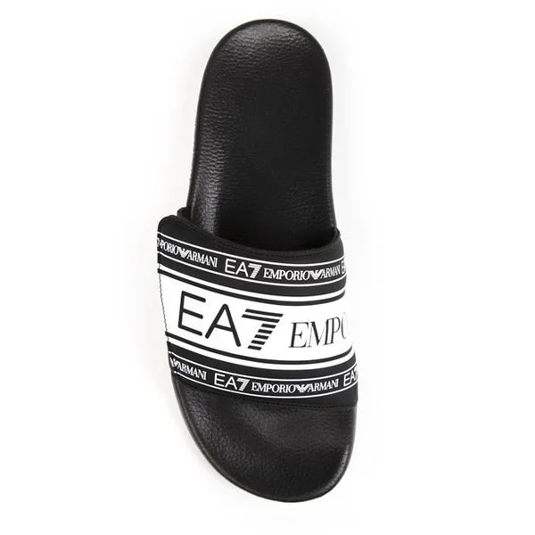 EA7 Slide Black Lounge Wear Sandals