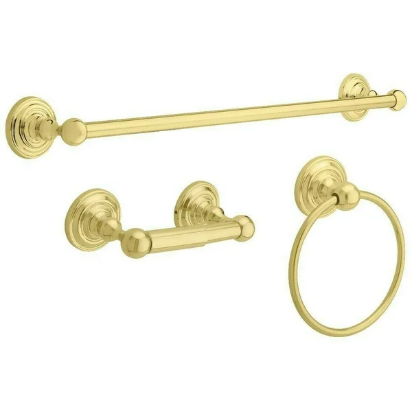 Delta Greenwich 3-Piece Bath Hardware Set with Towel Ring Toilet Paper Holder