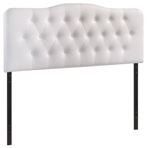 Hawthorne Collection Queen Tufted Panel Headboard in White