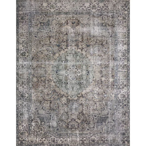 Alexander Home Isabelle Traditional Vintage Border Printed Area Rug - 5& x 7&6x22 - Taupe/Stone