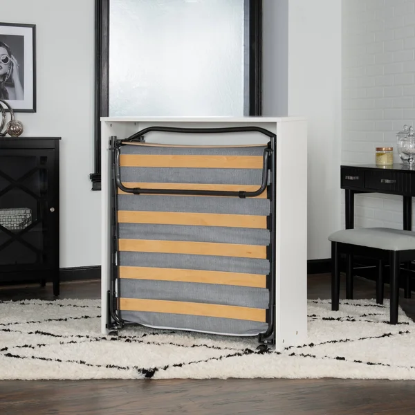 Malus Folding Rollaway Bed with Storage Cabinet and Memory Foam - Twin