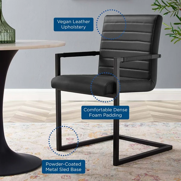 Savoy Vegan Leather Dining Chairs Set of 2 Gray Modway