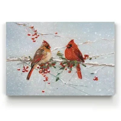 &Cardinals in Winter& - Painting Print on Canvas The Holiday Aisle Size: 36x22 H x 48x22 W x 1.5x22 D