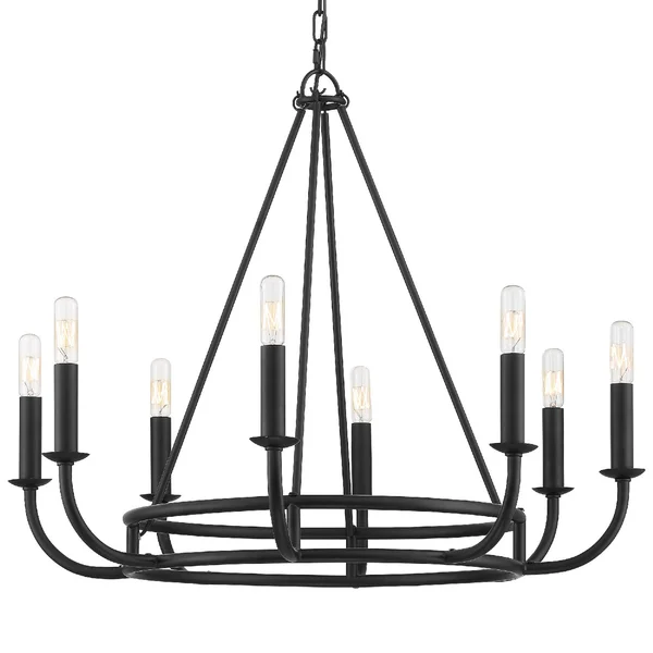 Crystorama BAI-A2108-MK Bailey 8 Light Matte Black Chandelier