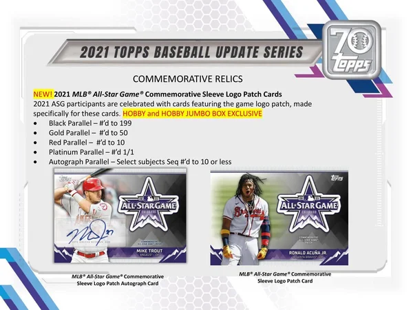 2021 Topps Update Series Baseball Hobby Box