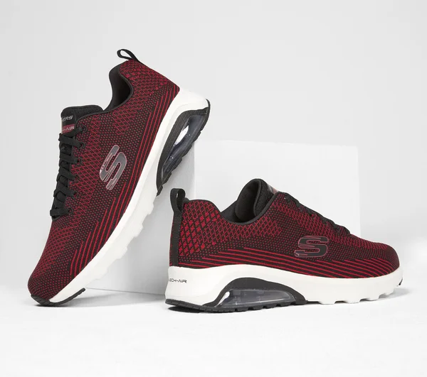 Skechers Men's Skech-Air Varsity Sneakers, Black/Red, 14.0