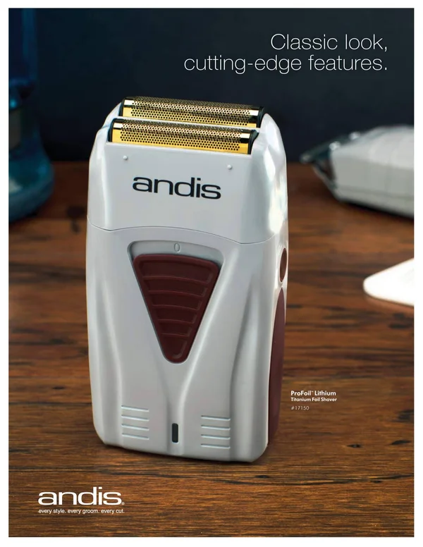 Andis 17150 Profoil Lithium Titanium Foil Cord or Cordless Shaver, White