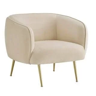 Roman Brass Finish Velvet Upholstered Accent Chair by Inspire Q Bold (Beige Velvet)(Fabric)