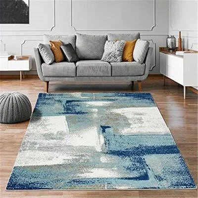 Light Blue 6x9 Abstract Area Rug Soft and Plush Rug Orren Ellis