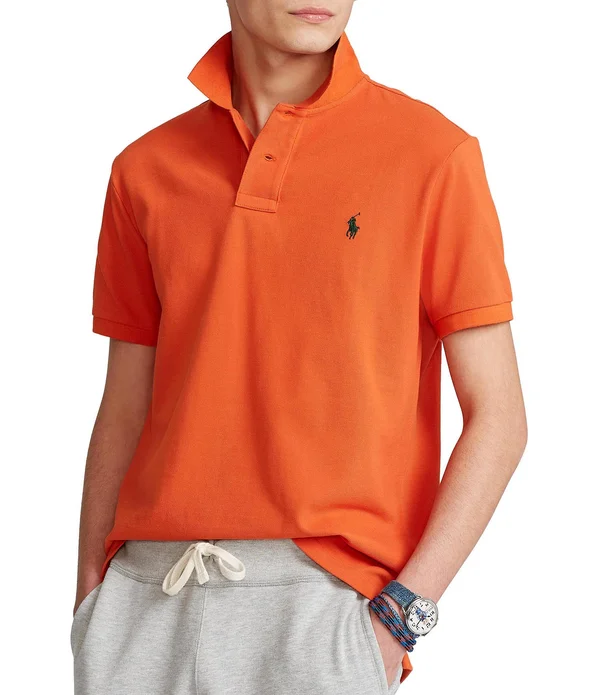 Polo Ralph Lauren Big & Tall Big Tall Basic Mesh Short Sleeve Custom Slim Fit Polo Men's Coat College Orange/C5958 : 5XB