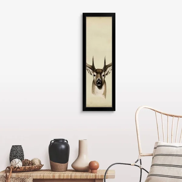 Triptych Whitetail II - Black Framed Wall Art, 12x36, Great Big Canvas
