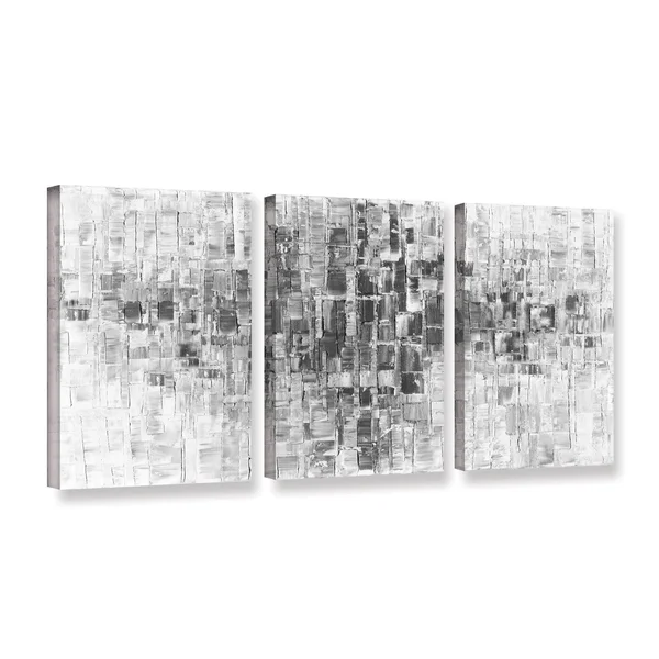 ArtWall Susanna Shaposhnikova&s Black and White, 3 Piece Gallery Wrapped Canvas Set - 36x72