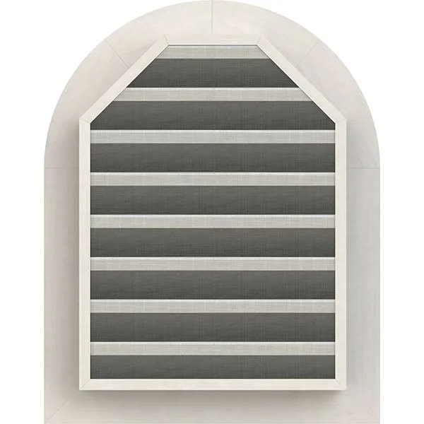 Ekena Millwork GVWRT12X3401SFPWR 12x22W x 34x22H Round Top Gable Vent (17x22W x 39x22H Frame Size): Primed, Functional, Smooth W