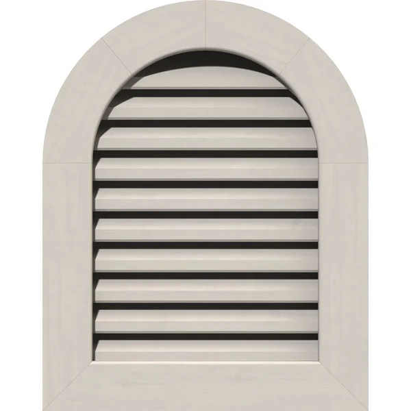 Ekena Millwork GVWRT12X3401SFPWR 12x22W x 34x22H Round Top Gable Vent (17x22W x 39x22H Frame Size): Primed, Functional, Smooth W