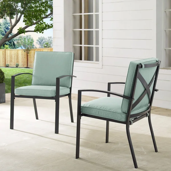 Crosley Kaplan Outdoor Dining Chair Set Bronze Mist (Set of 2)