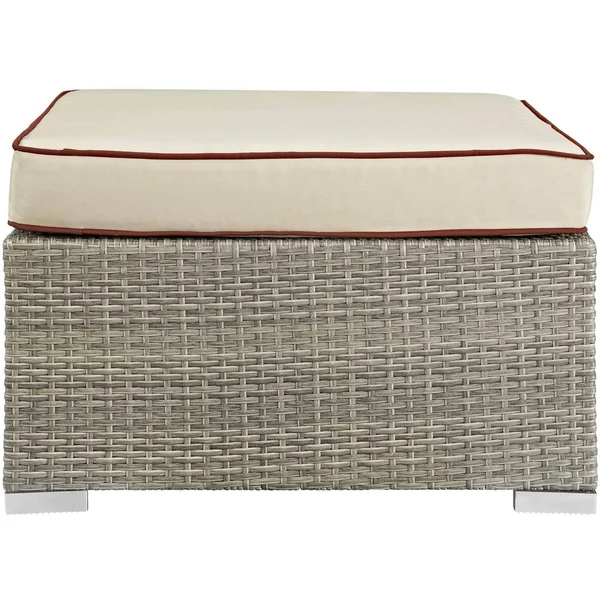 Modway Light Gray White Repose Outdoor Patio Upholstered Fabric Ottoman