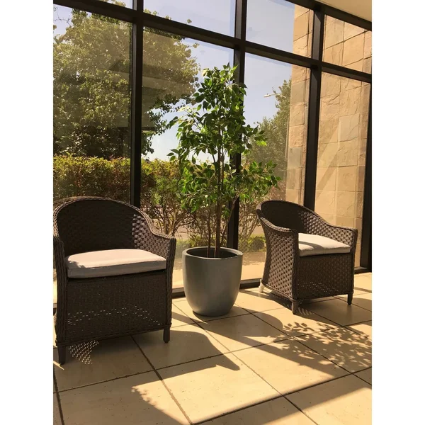 Kante RC0050C-C60611 Lightweight Concrete Modern Seamless Outdoor Round Planter - Slate Gray