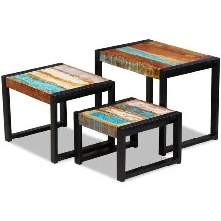 Kepooman Modern Reclaimed Wood Nesting Coffee Table Set for Home Bedroom - Set of 3, Brown, Size: 23.6 x 16.5 x 18.9
