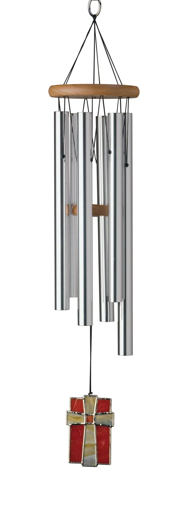 Woodstock Chimes Amazing Grace Stained Glass Windchime, Silver