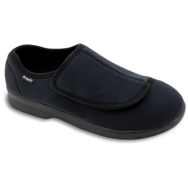 Propet Men's Stretchable Cush &N Foot Slippers, Black, 8.5